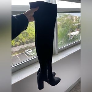 Aldo size 7.5 over the knee black heeled boots!🖤 Velvety texture, stretch fit ✨